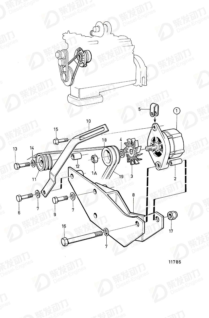 volvo penta Tension pulley 861557 Drawing volvo penta Tension pulley 861557 Drawing